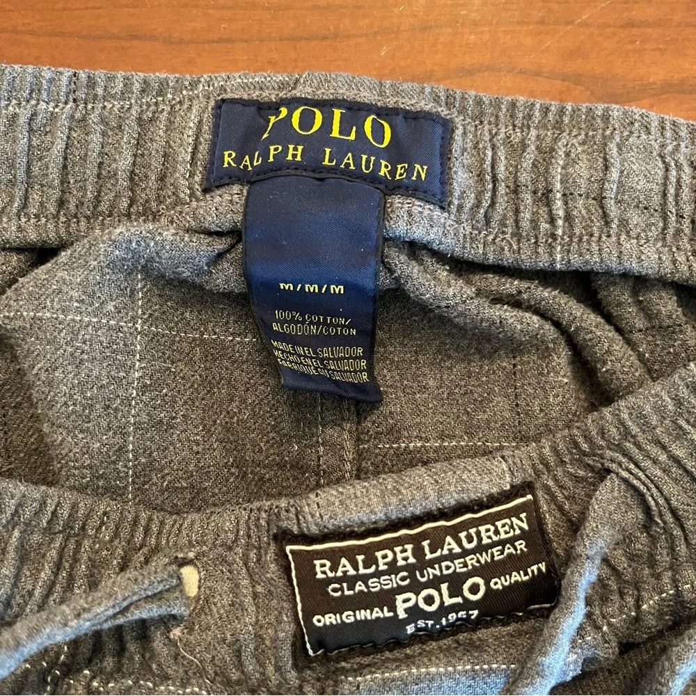 Polo Ralph Lauren Lounge Pants Mens Size M Gray Plaid Drawstring Pajama Bottom - Picture 4 of 12